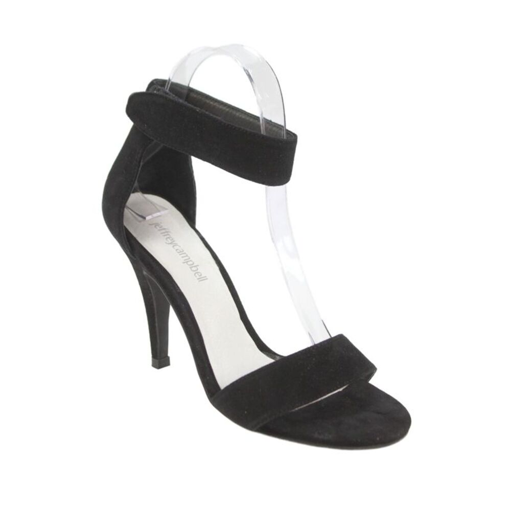 Jeffrey Campbell Womens Suede Hough Ankle Strap Sandal Heels Black Size 7
